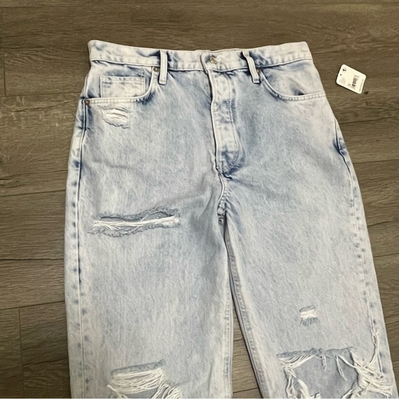 Free People Tapered Baggy Boyfriend Jeans Purple Rock Blue Sz 28 NWT Distressed - Picture 6 of 12